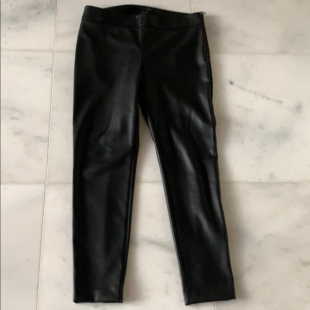 Black faux leather pants